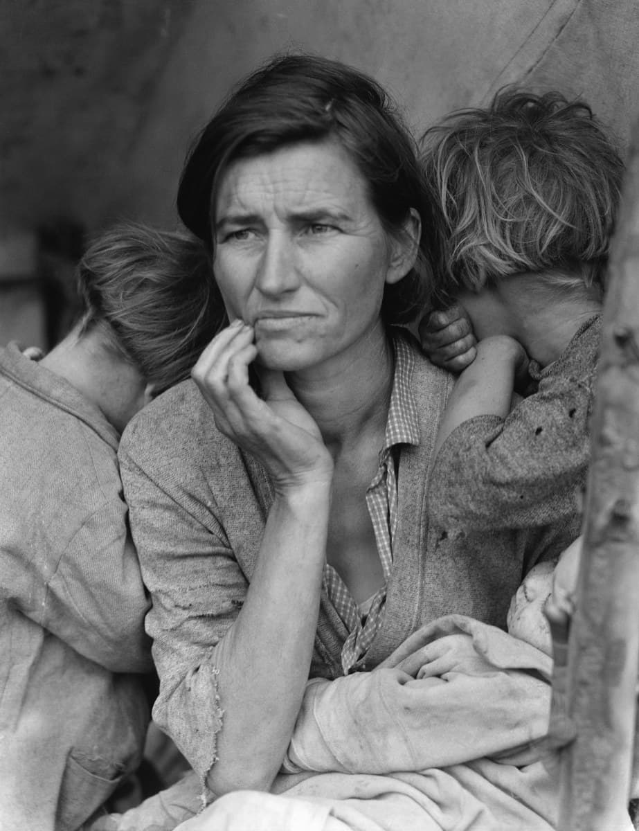 Reduced public-domain Migrant Mother archive scan used as input